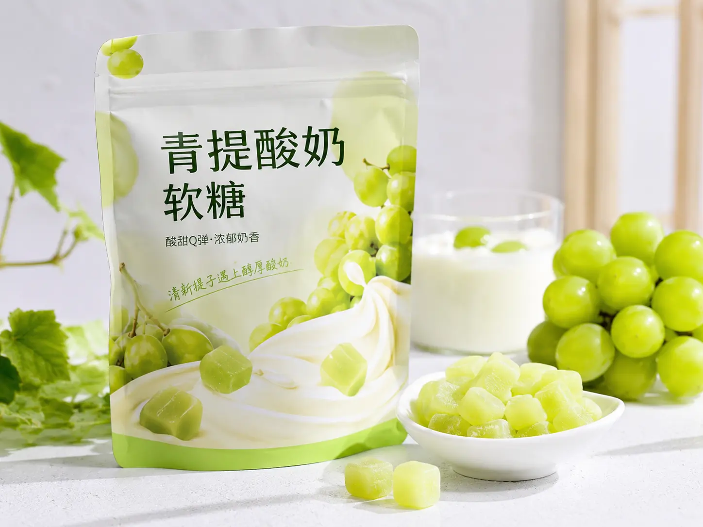 青提酸奶酸奶软糖概念图